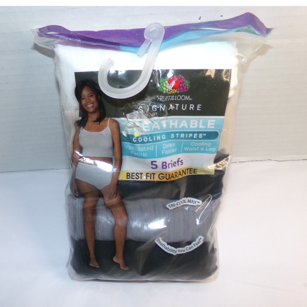 Fruit of the Loom Signature Breathable Cooling Stripes 5 Pack Briefs Womens 2X